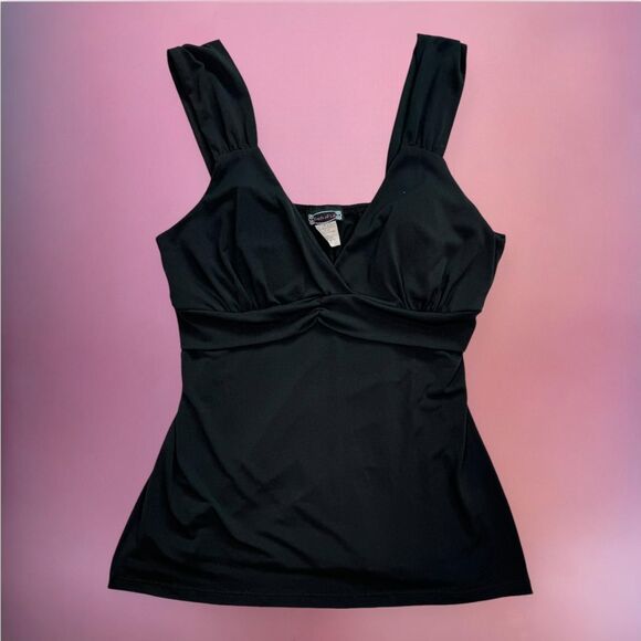 Tops - Vintage 90s Y2K black ruched baby doll tank top🎀